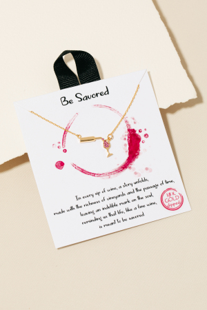 Gold Dipped Cz Pouring Wine Pendant Necklace