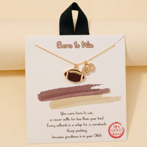 Game Day Gold Dipped Enamel Go Football Pendant Necklace