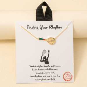 Gold Dipped Cz Enamel Tennis Pendant Necklace