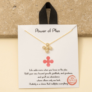 Gold Dipped Cz Pave Clover Pendant Necklace