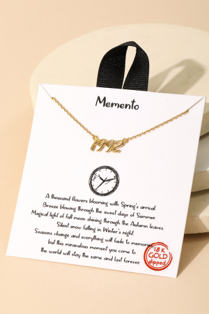 Year 1992 Print Charm Necklace