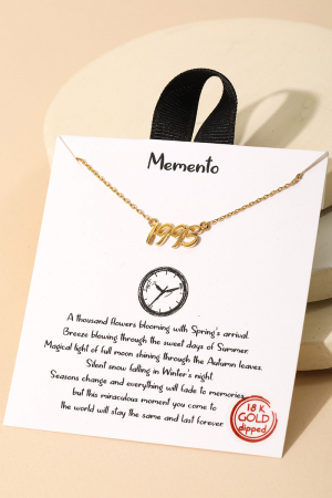 Year 1993 Print Charm Necklace