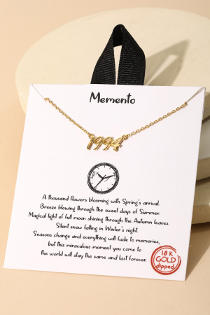 Year 1994 Print Charm Necklace