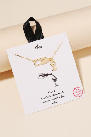 Gold Dipped Wine Bottle Charm Necklace