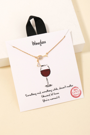 Pave Wine Glass Charm Necklace