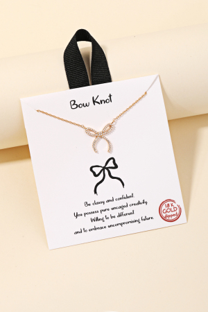 Gold Dipped Bow Knot Charm Necklace