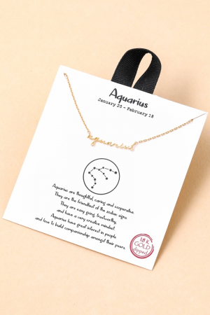 Gold Dipped Zodiac Script Pendant Necklace