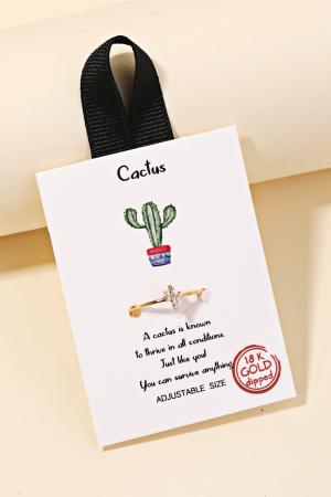 Gold Dipped Pave Cactus Ring