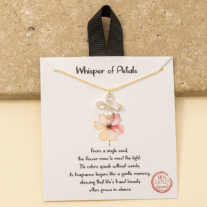 Gold Dipped Cz Flower Petals Pendant Necklace