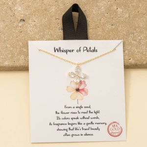 Gold Dipped Cz Flower Petals Pendant Necklace