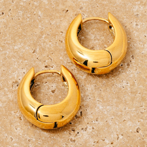 Pvd Gold Plated Oval Hinge Hoop Earrings