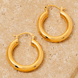 Pvd Gold Plated Tube Hoop Earrings