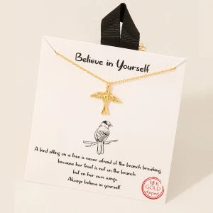18K Gold Dipped Swallow Bird Pendant Necklace