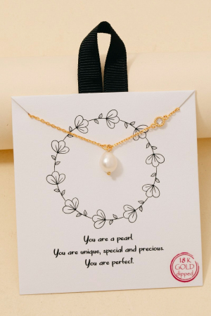 Gold Dipped Pearl And Gem Charm Chain Necklace
