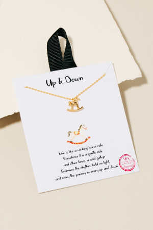Gold Dipped Rocking Horse Pendant Necklace