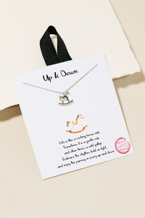 Gold Dipped Rocking Horse Pendant Necklace