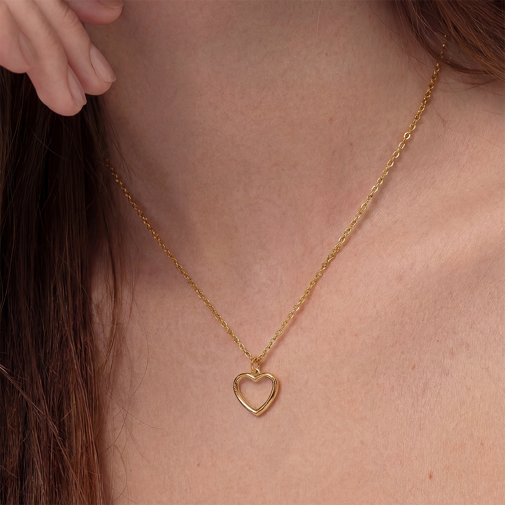 Gold Dipped Rounded Heart Pendant Necklace