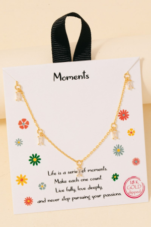 Gold Dipped Mini Cz Baguette Charms Chain Necklace