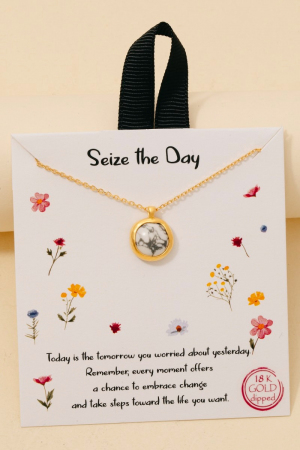 Gold Dipped Stone Disc Pendant Necklace