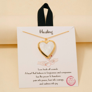 Gold Dipped Mother Of Pearl Heart Pendant Necklace