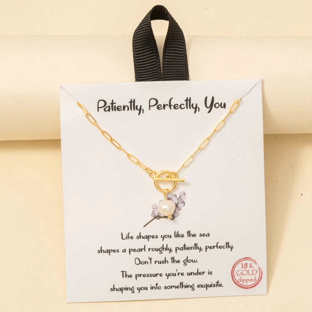 Gold Dipped Freshwater Pearl Toggle Chain Necklace