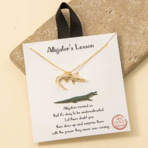 Gold Dipped Alligator Pendant Necklace