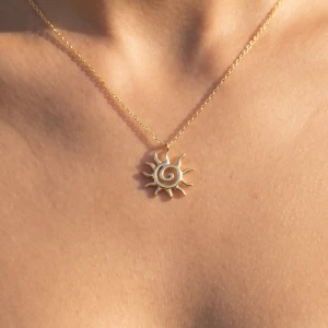 18K Gold Dipped Spiral Sun Pendant Necklace