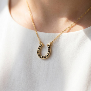 18K Gold Dipped Horseshoe Pendant Necklace