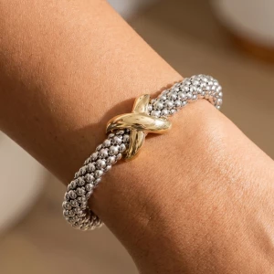 Beaded Popcorn X Station Cuff Bracelet