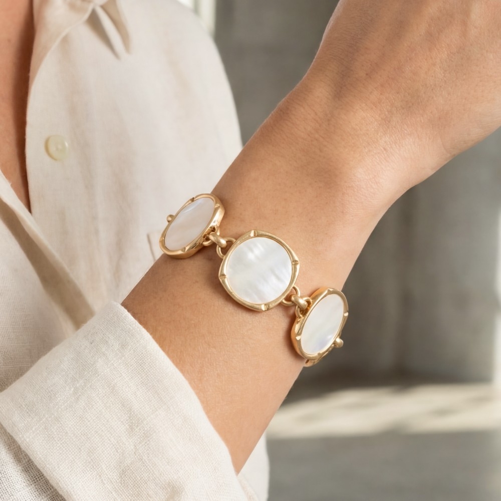 Pearl Disc Toggle Chain Bracelet