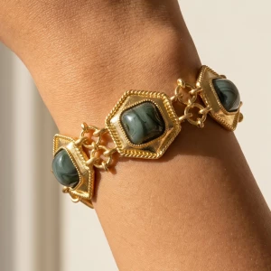 Hexagon Marbled Cabochon Toggle Bracelet