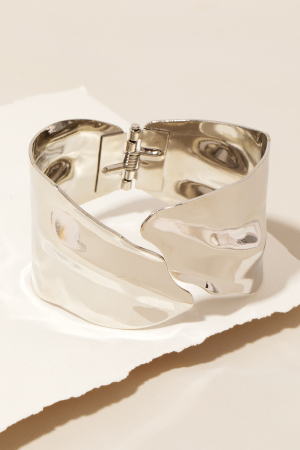 Warped Metallic Hinge Cuff Bracelet