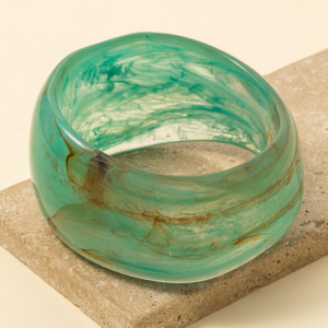 Thick Marble Resin Bangle Bracelet