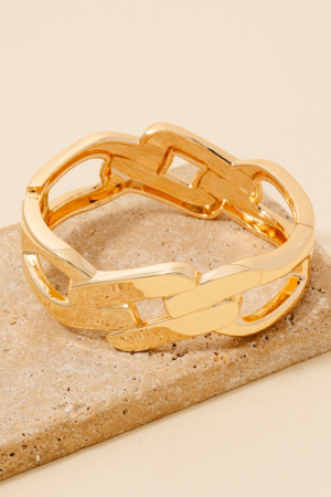 Solid Metallic Chain Hinge Bangle Bracelet