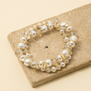Pearls And Faceted Beads Bracelet Set