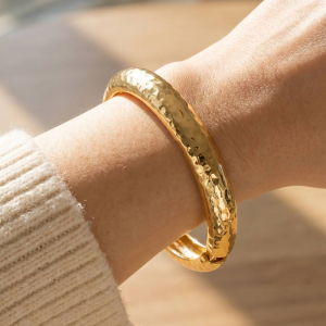 Hammered Dome Hinged Bangle Bracelet