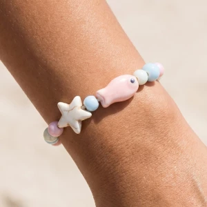 Ceramic Fish And Star Bead Cord Bracelet