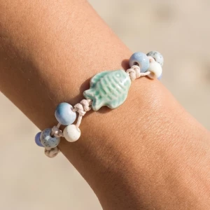 Ceramic Fish Speckled Bead Adjustable Bracelet