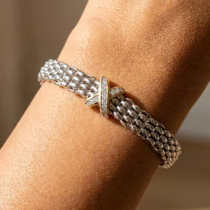 Popcorn Mesh Cz X Bracelet