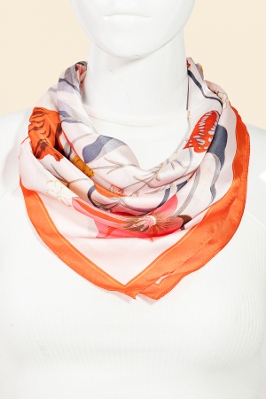 Lightweight Flower Print Square Scarf