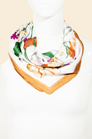 Lightweight Flower Print Square Scarf