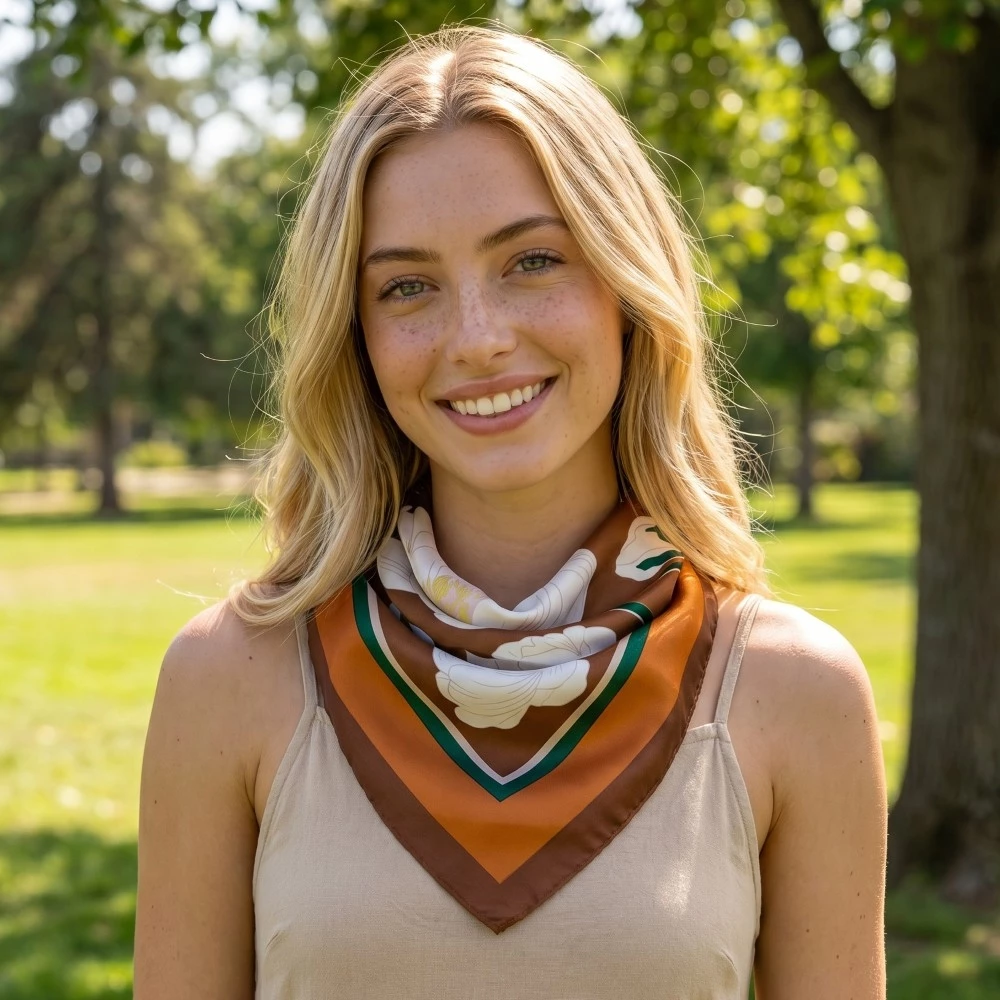 Flower Pattern Square Scarf