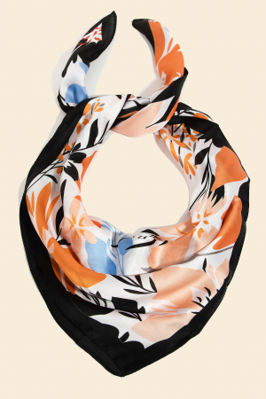 Intricate Floral Print Square Bandana