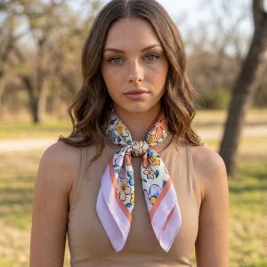Multi Flower Print Bandana Scarf
