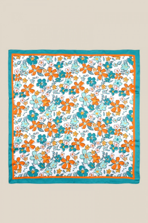 Multi Flower Print Bandana Scarf