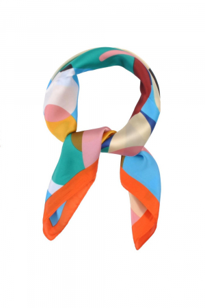 Abstract Flower Print Square Bandana Scarf