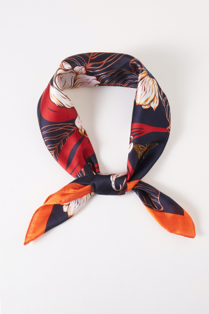 Flower Print Square Bandana Scarf