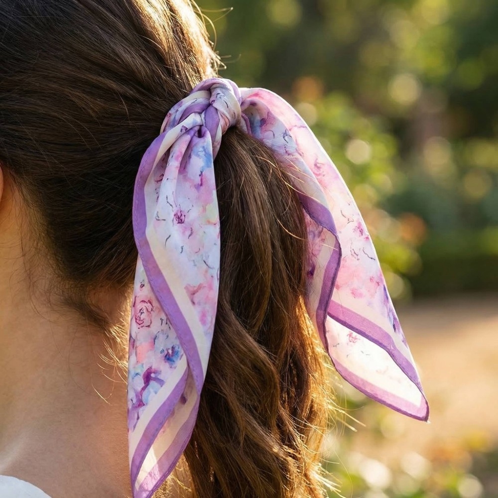 Vibrant Floral Square Bandana Scarf