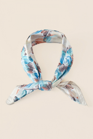 Water Color Flower Print Square Bandana Scarf