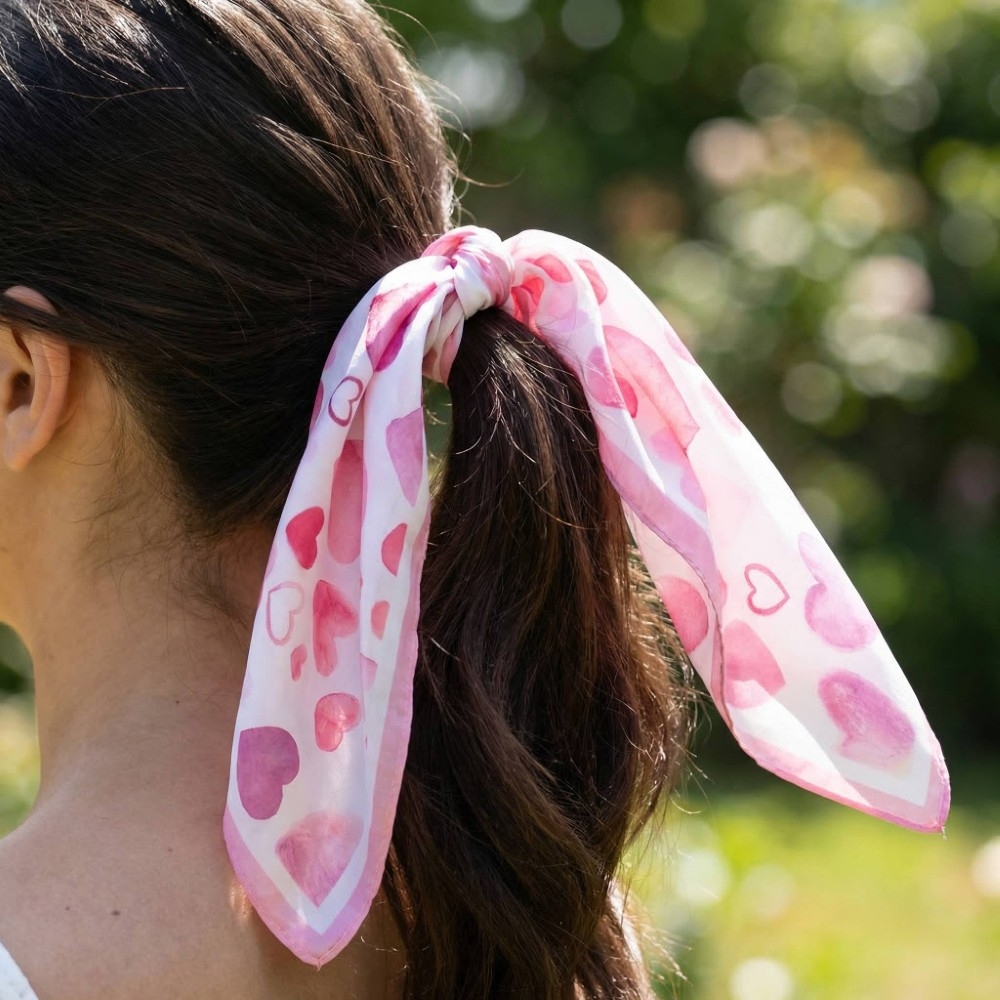 Heart Pattern Square Bandana Scarf